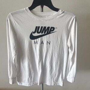Nike Kids Long Sleeve 'Jump Man' Tee in White and Black